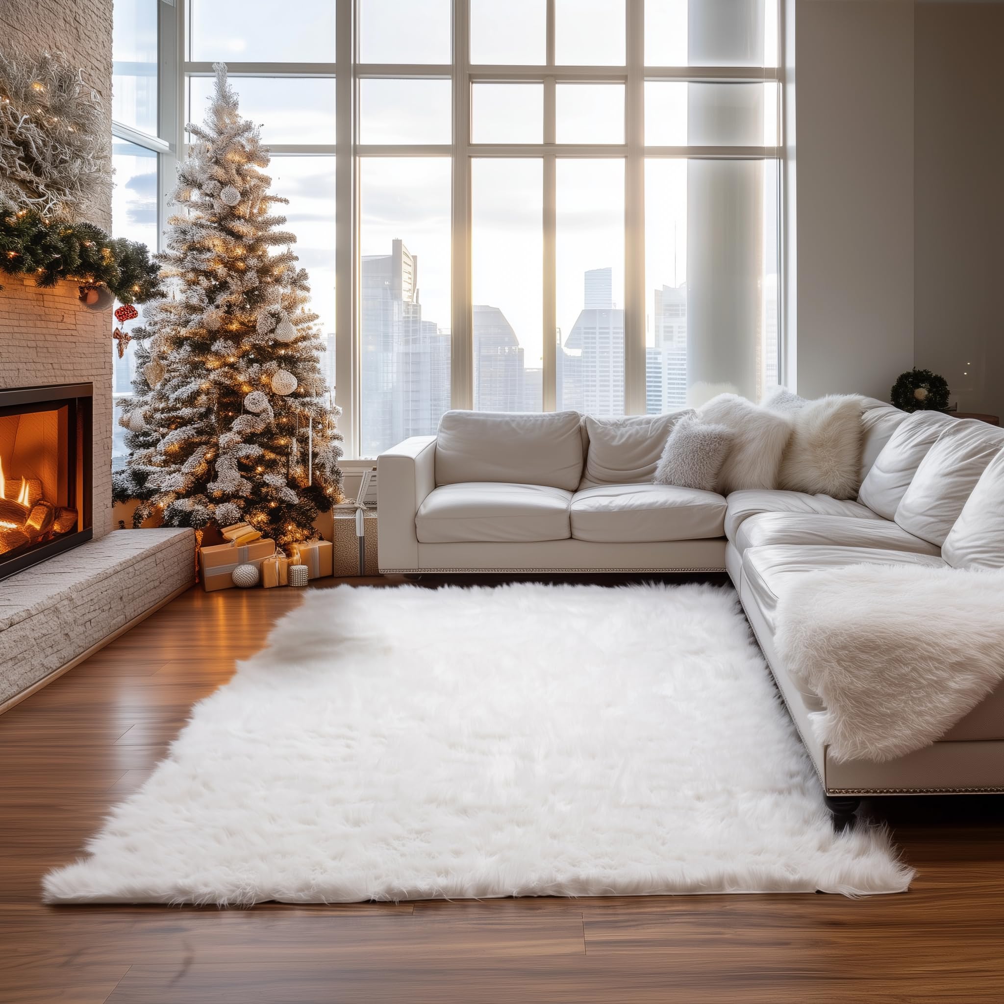 Amazon.com: Super Area Rugs White Faux Sheepskin Rug, Large 6 x 9